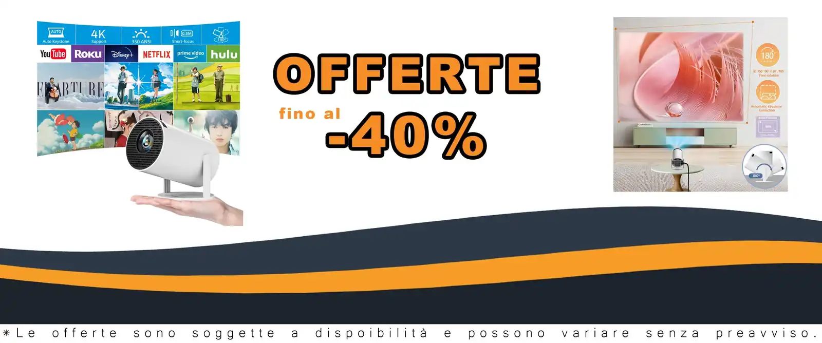 Supporto 180° WiFi 4K Projettore HY300 Pro