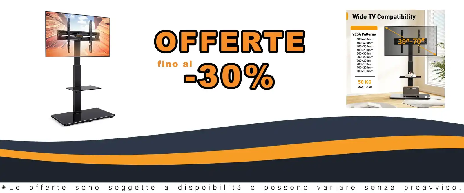 Podestà TV per televisori 30-70 pollici 50 kg
